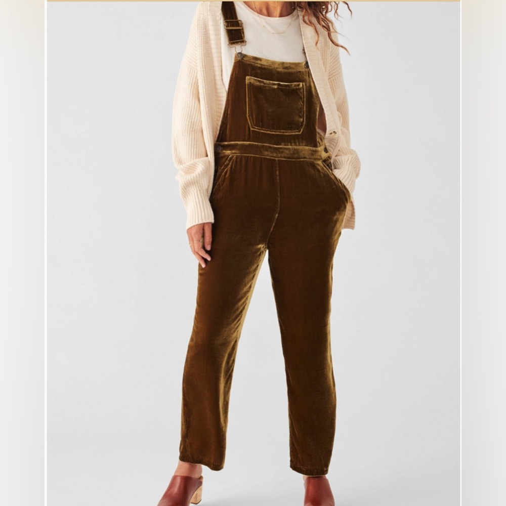 NWT Faherty silky velvet overall vintage silk mechanic brown Size XS overall